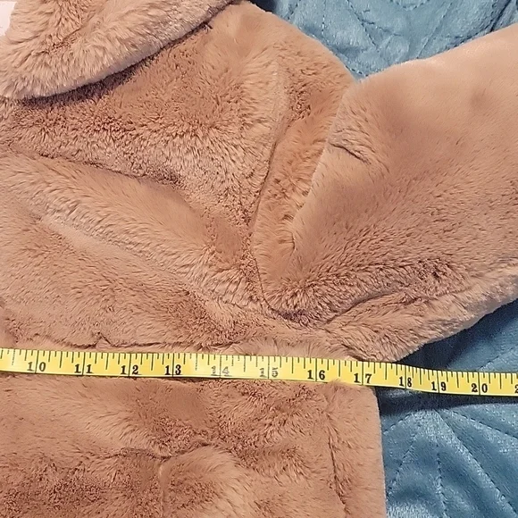 Zara-KIDS-Pink Faux Fur Hooded Coat-Size 9 - Picture 14 of 15